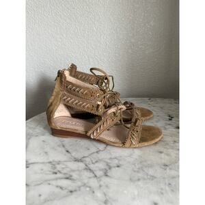 Coach Via Demi Wedge Sandals Size 7.5 Gladiator Tassel Ties Suede